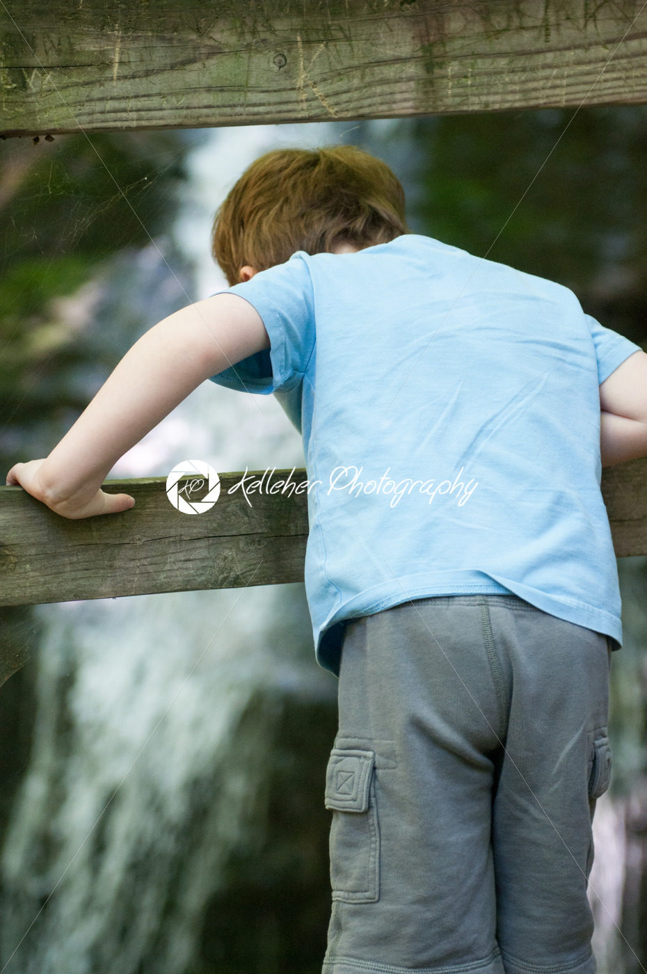 Boy looking at Crabtree Falls along the Blue Ridge Parkway near Asheville North Carolina - Kelleher Photography Store