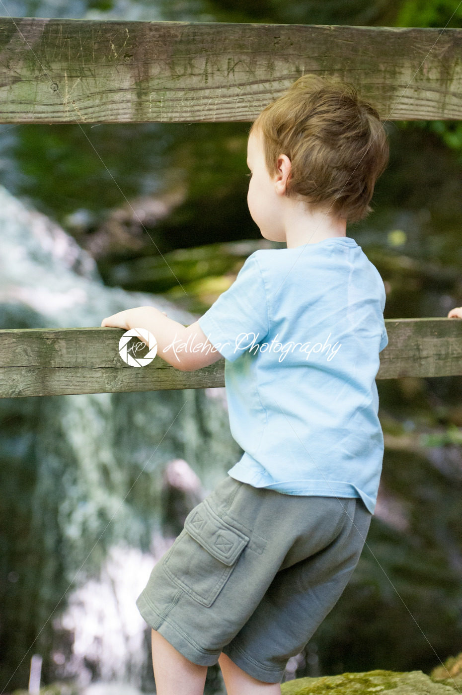 Boy looking at Crabtree Falls along the Blue Ridge Parkway near Asheville North Carolina - Kelleher Photography Store
