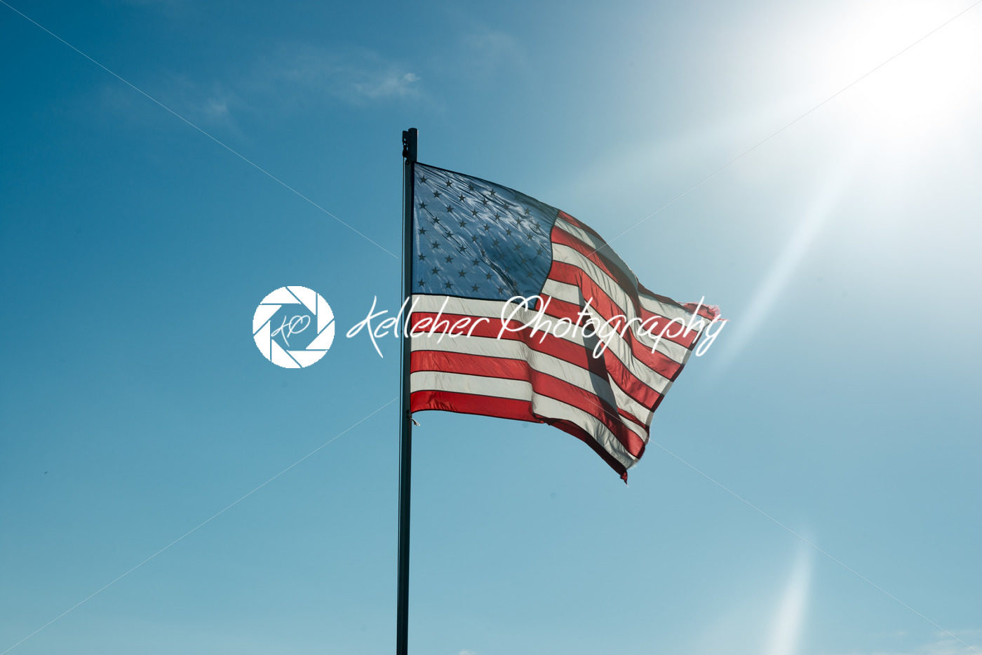 Flag of the United States of America with sunflare - Kelleher Photography Store