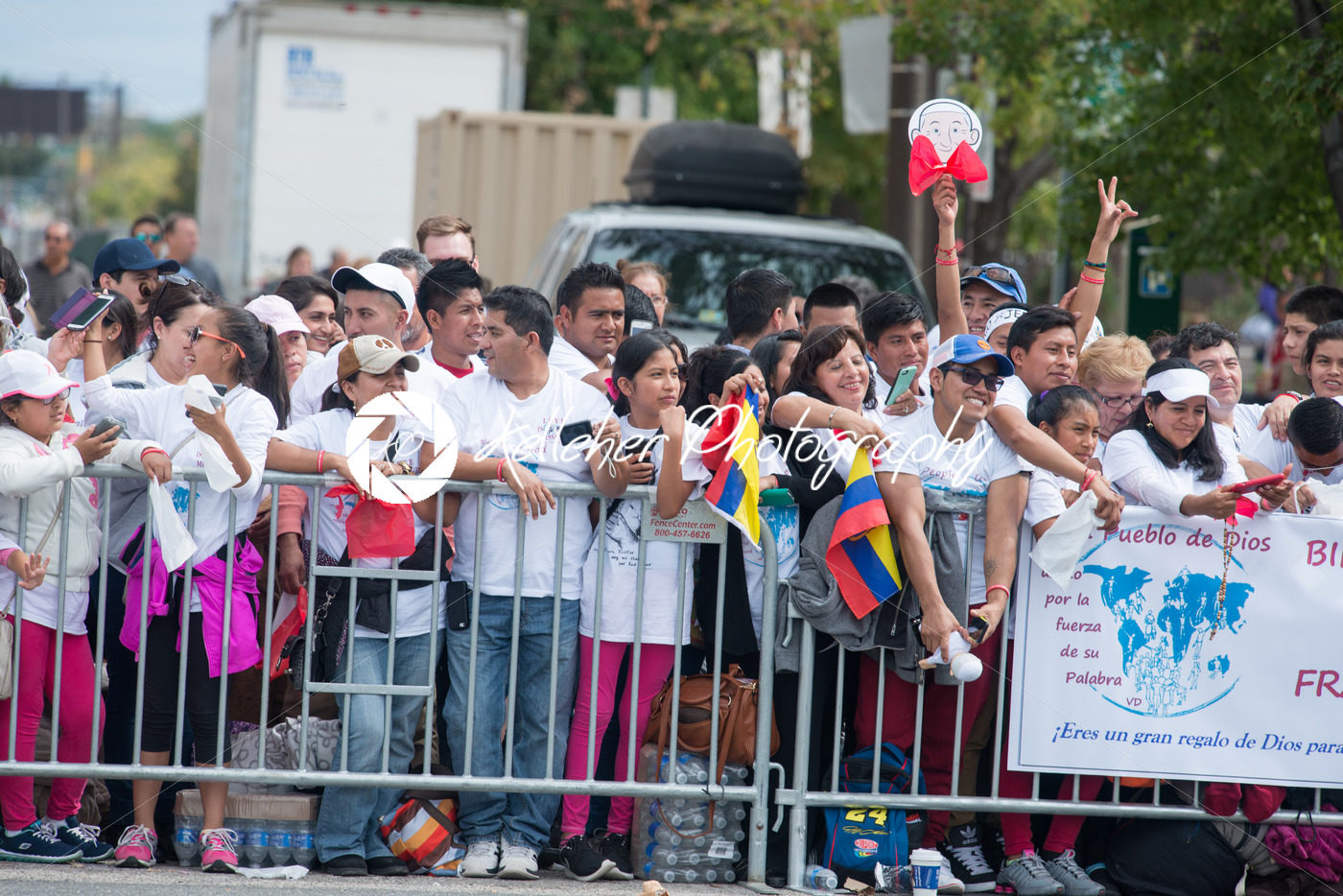 PHILADELPHIA, PA – SEPTEMBER 26: Crowds of people arrive on the Benjamin Franklin Parkway in Center City Philadelphia to see Pope Francis at the World Meeting of Families on September 26, 2015 - Kelleher Photography Store