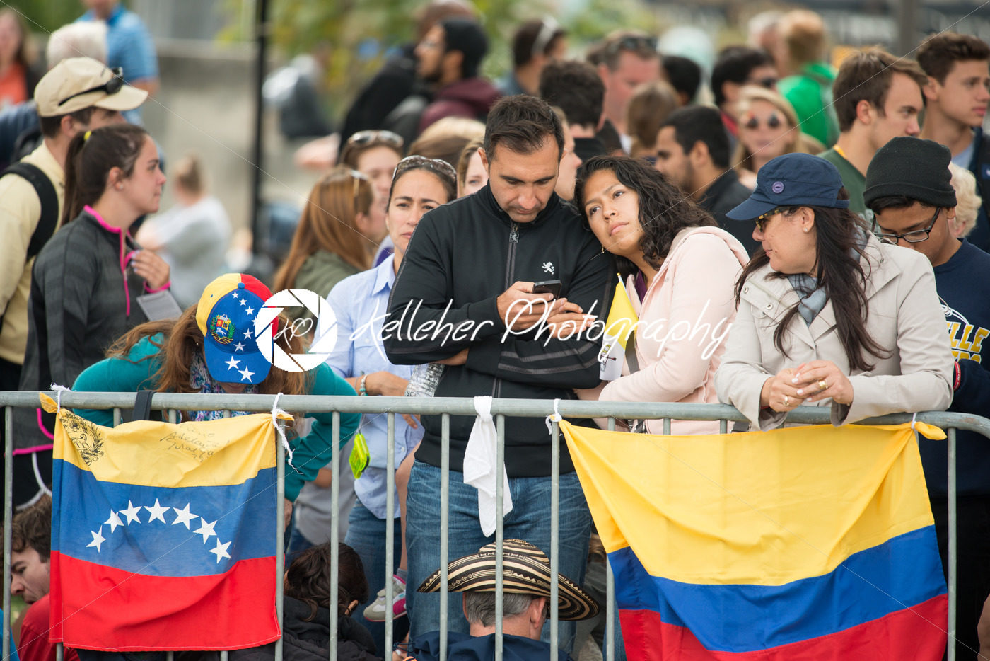 PHILADELPHIA, PA – SEPTEMBER 26: Crowds of people arrive on the Benjamin Franklin Parkway in Center City Philadelphia to see Pope Francis at the World Meeting of Families on September 26, 2015 - Kelleher Photography Store