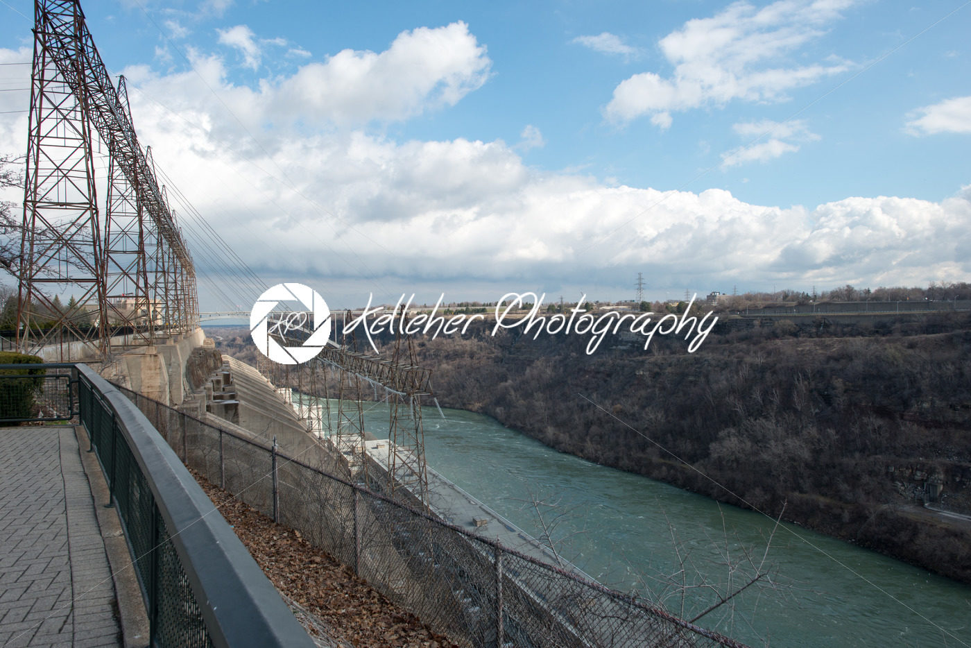 View of the Sir Adam Beck Hydroelectric Generating Stations seen from Ontario Canada. - Kelleher Photography Store