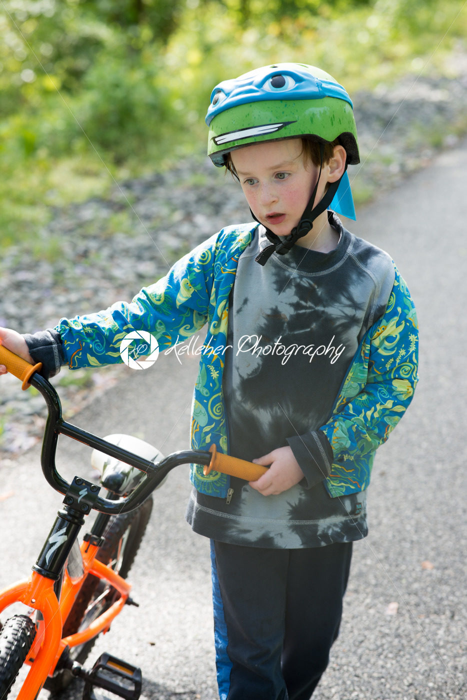 Young Boy Riding Bike on paved trail - Kelleher Photography Store