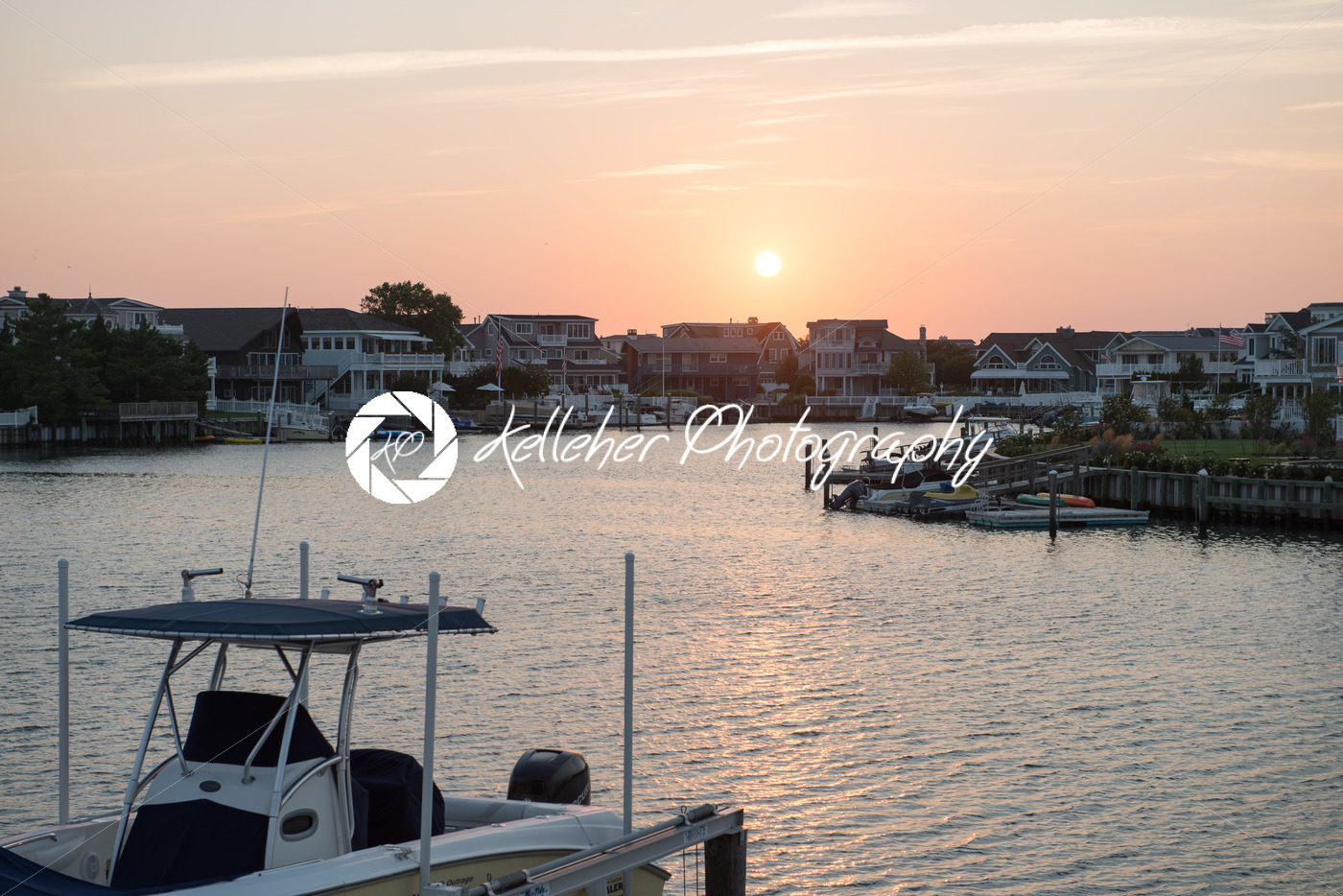AVALON, NJ – AUGUST 30: Avalon Bay, beautiful bay with view of mansions and yachts at sunset on August 30, 2013 - Kelleher Photography Store