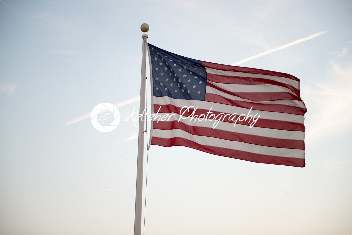 Flag of the United States of America waving at sunset - Kelleher Photography Store