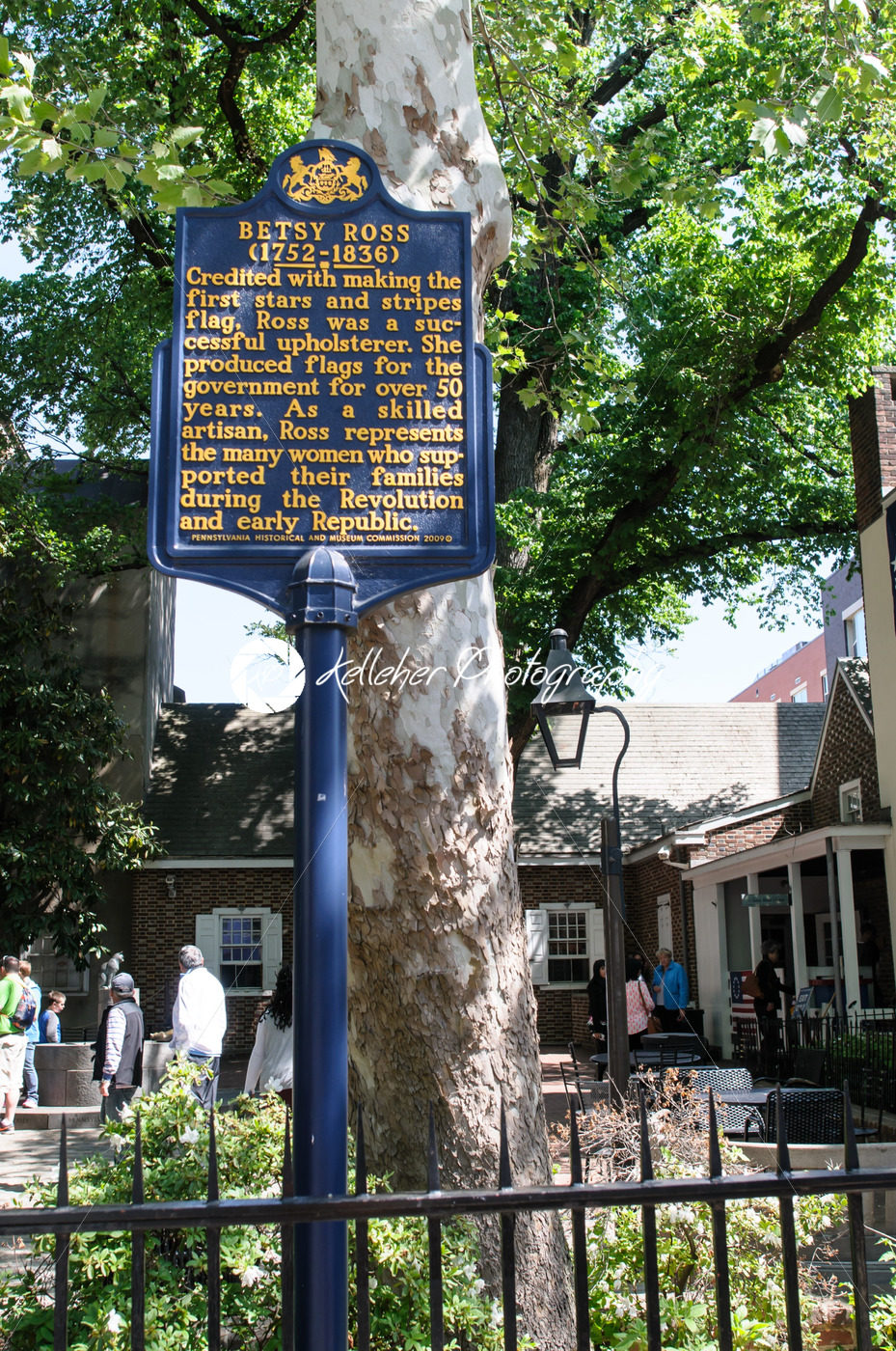 PHILADELPHIA, PA – MAY 14: Historic sign in front of the Betsy Ross House at 239 Arch Street on May 14, 2015 - Kelleher Photography Store