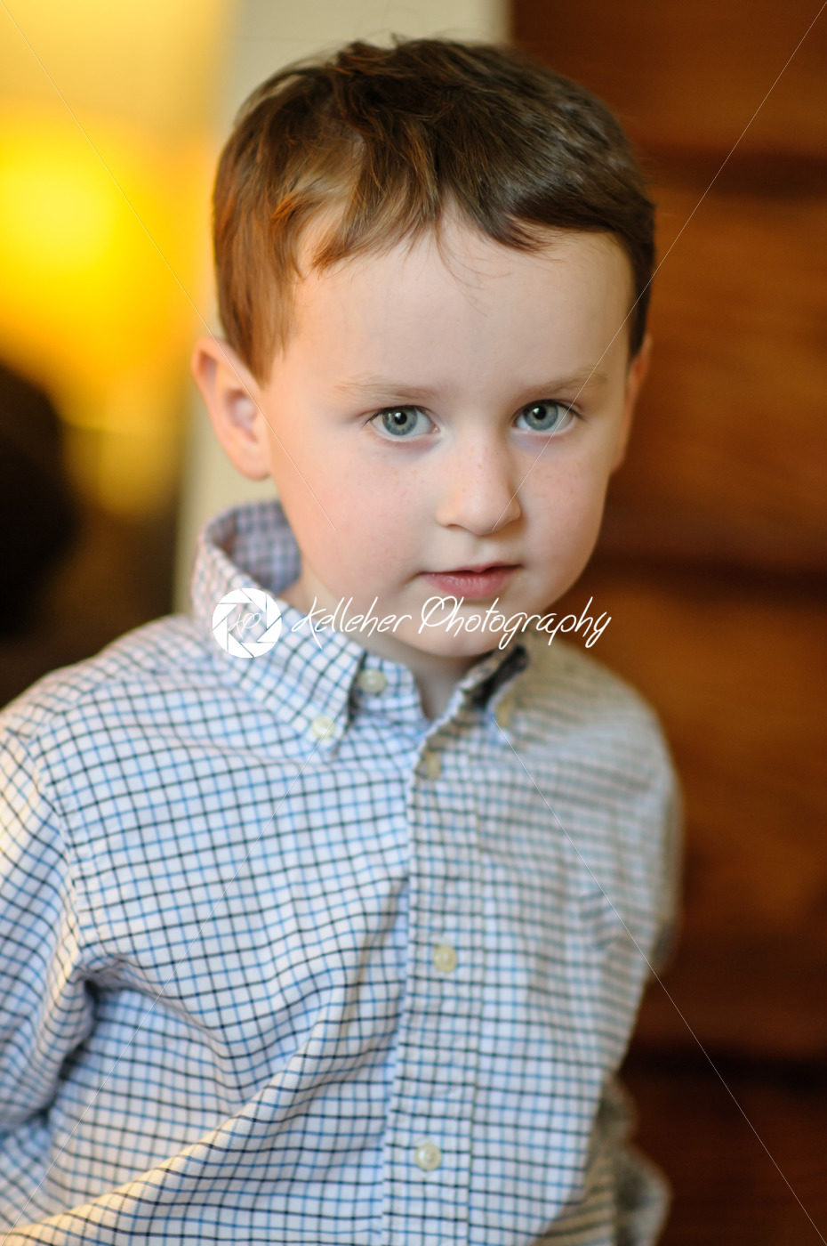 Portrait of a cute little boy inside - Kelleher Photography Store