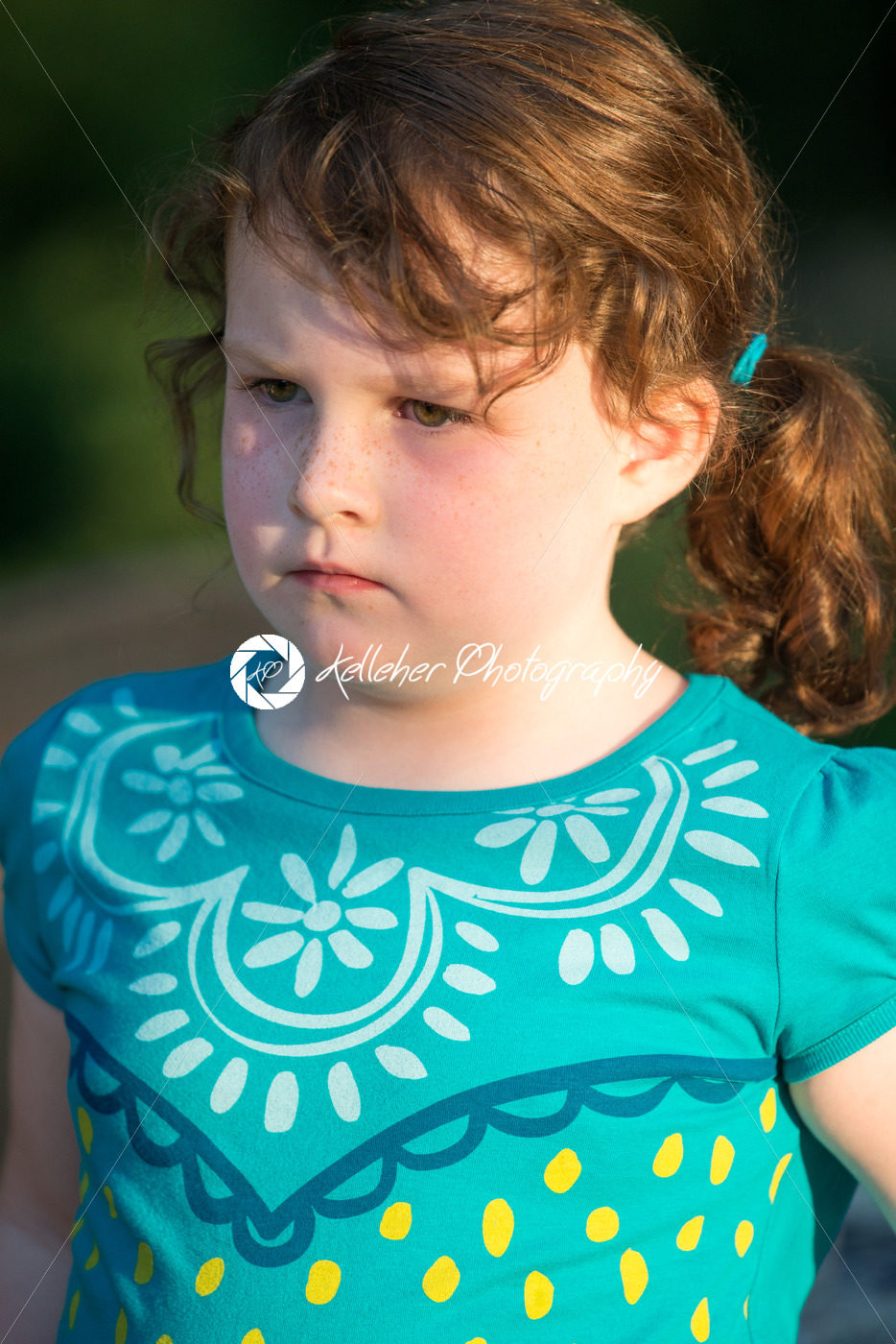 Portrait of beautiful attractive young girl thinking outside at sunset - Kelleher Photography Store