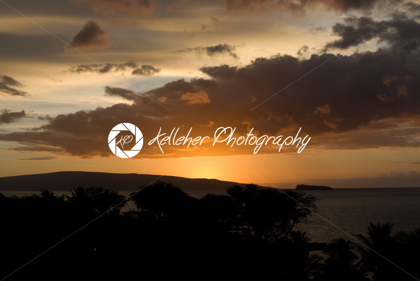 Tropical Sunset over beach in Maui Hawaii - Kelleher Photography Store