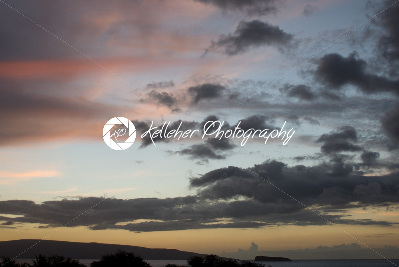 Tropical Sunset over beach in Maui Hawaii - Kelleher Photography Store