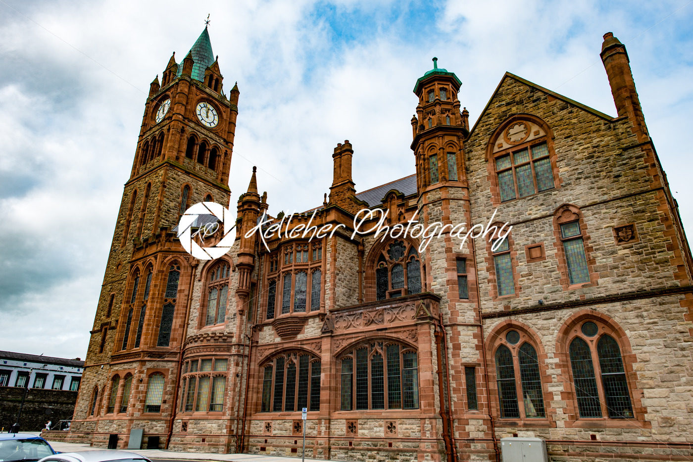 DERRY, NORTHERN IRELAND – AUGUST 27, 2017: Guildhall is the city hall of Derry - Kelleher Photography Store