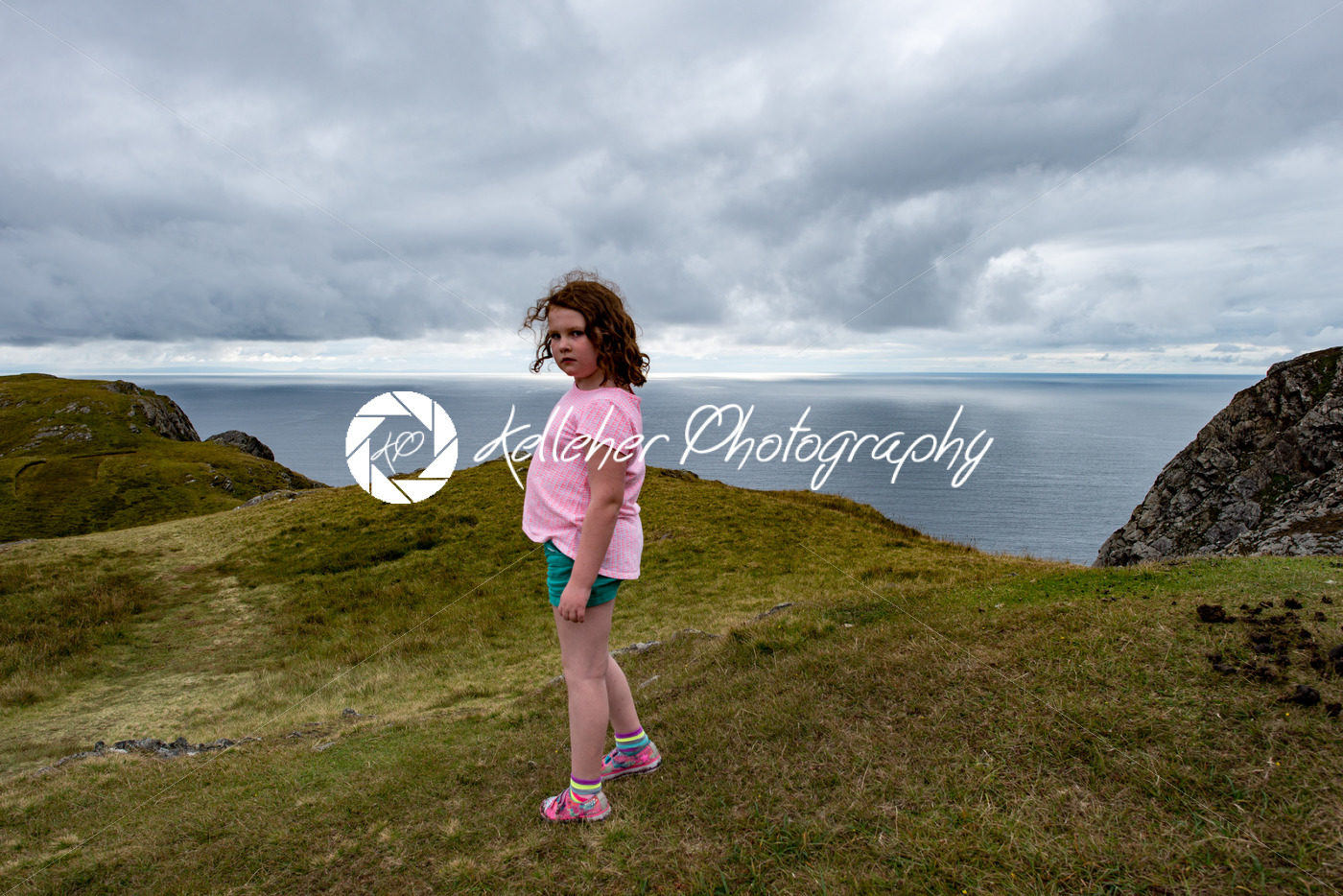 Girl looking out over the Slieve League Cliffs, County Donegal, Ireland - Kelleher Photography Store
