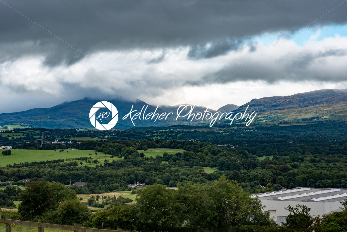 Mountains, Fields and Lake on Cloudy Day in Killarney Ireland - Kelleher Photography Store