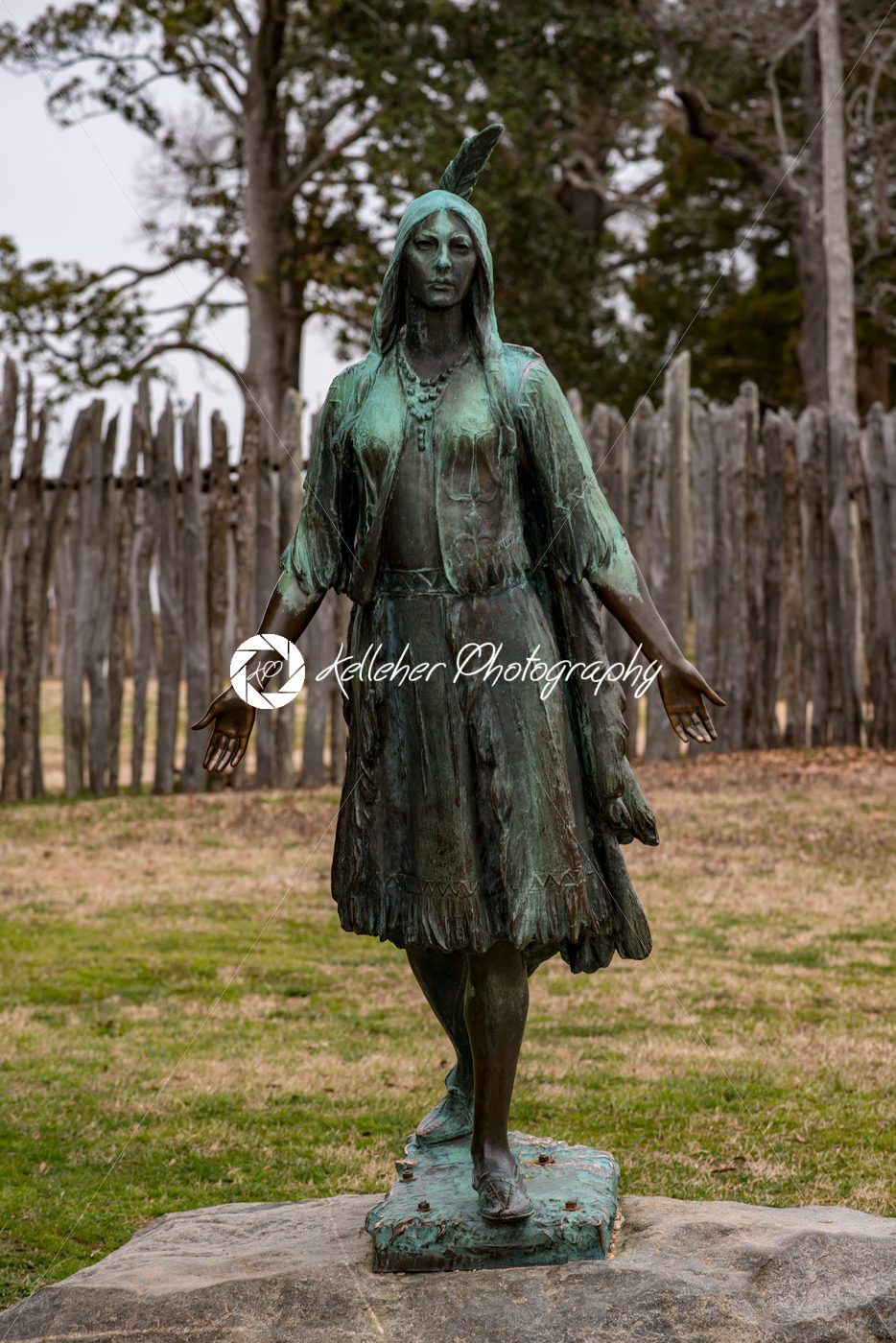 Jamestown, Virginia – March 27, 2018: Pocahontas Statue, by William Ordway Partridge, erected in 1922, representing Pocahontas - Kelleher Photography Store