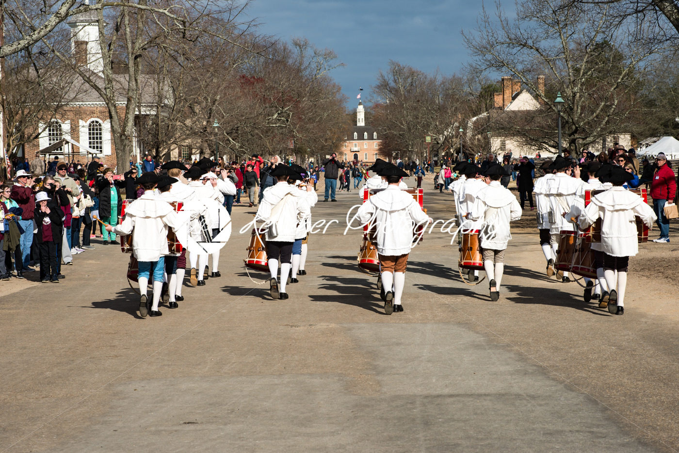 Williamsburg, Virgina – March 26, 2018: Reenactment marching band Fife and drum at Colonial WIlliamsburg. - Kelleher Photography Store