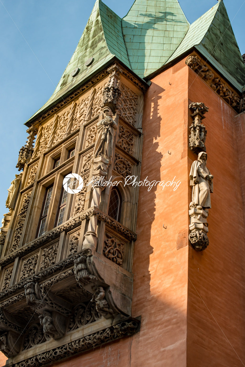 Wroclaw, Poland – March 4, 2018: Wroclaw Town Hall details in evening in historic capital of Silesia, Poland, Europe. - Kelleher Photography Store