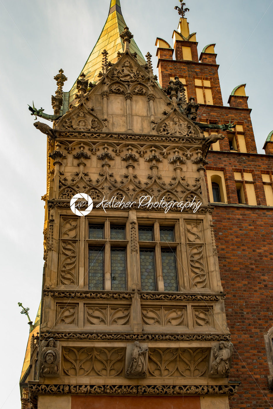 Wroclaw, Poland – March 4, 2018: Wroclaw Town Hall details in evening in historic capital of Silesia, Poland, Europe. - Kelleher Photography Store