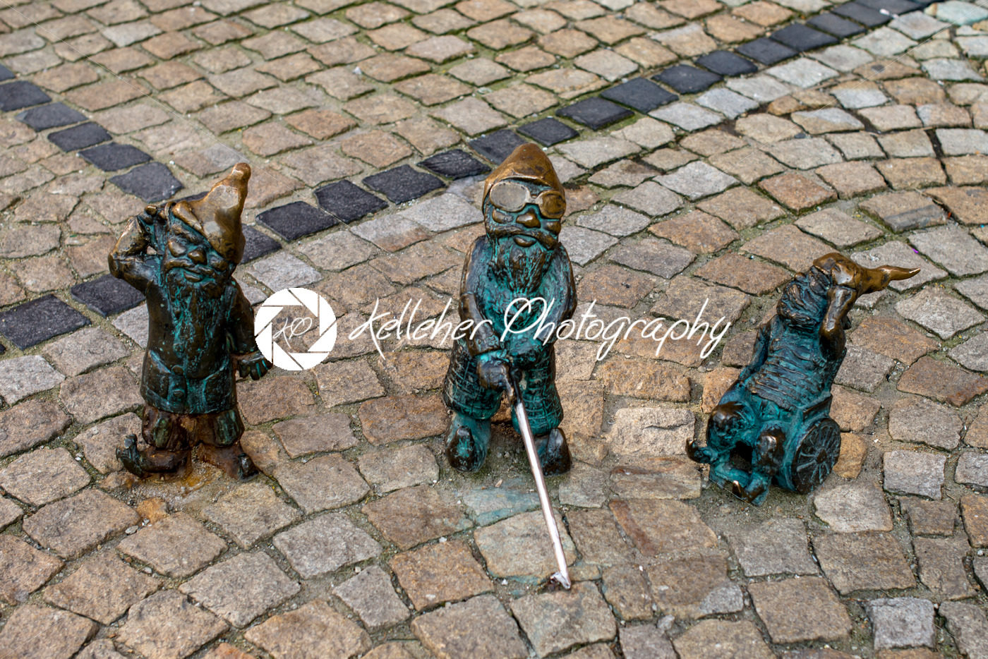 Wroclaw, Poland – March 4, 2018: Wroclaw, a miniature statue of a gnome on the main square of the city. - Kelleher Photography Store