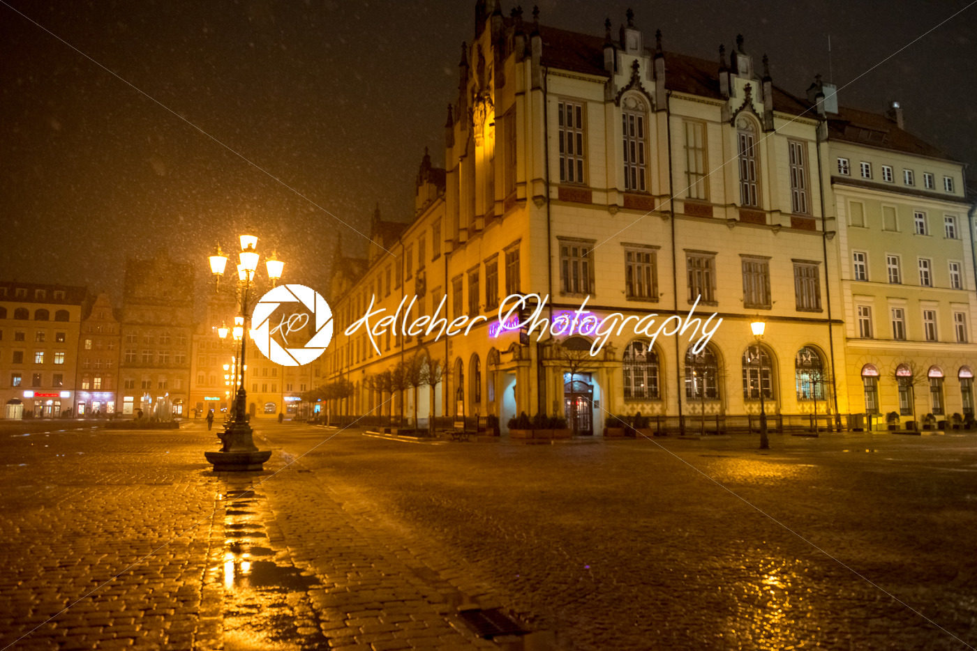 Wroclaw, Poland – March 6, 2018: Wroclaw Market Square at night in historic capital of Silesia, Poland, Europe. - Kelleher Photography Store