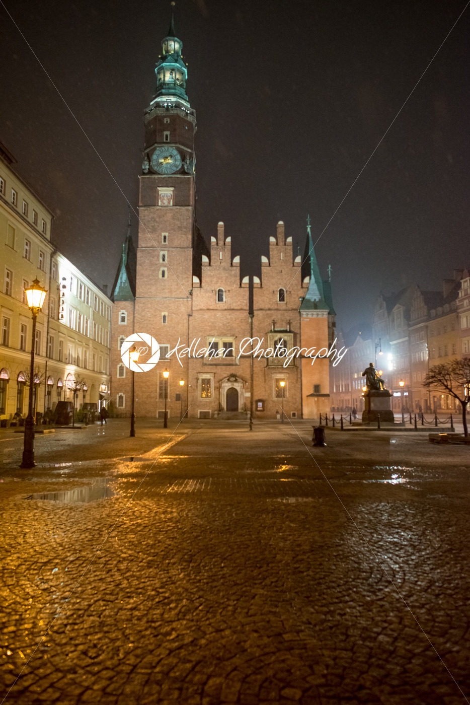 Wroclaw, Poland – March 6, 2018: Wroclaw Town Hall at night in historic capital of Silesia, Poland, Europe. - Kelleher Photography Store