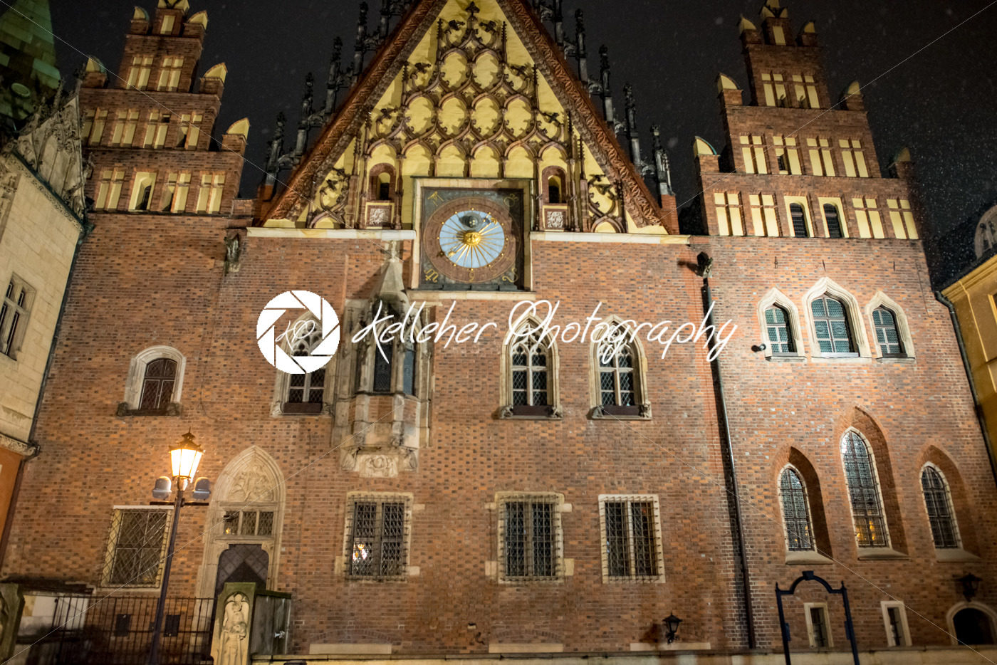 Wroclaw, Poland – March 6, 2018: Wroclaw Town Hall at night in historic capital of Silesia, Poland, Europe. - Kelleher Photography Store