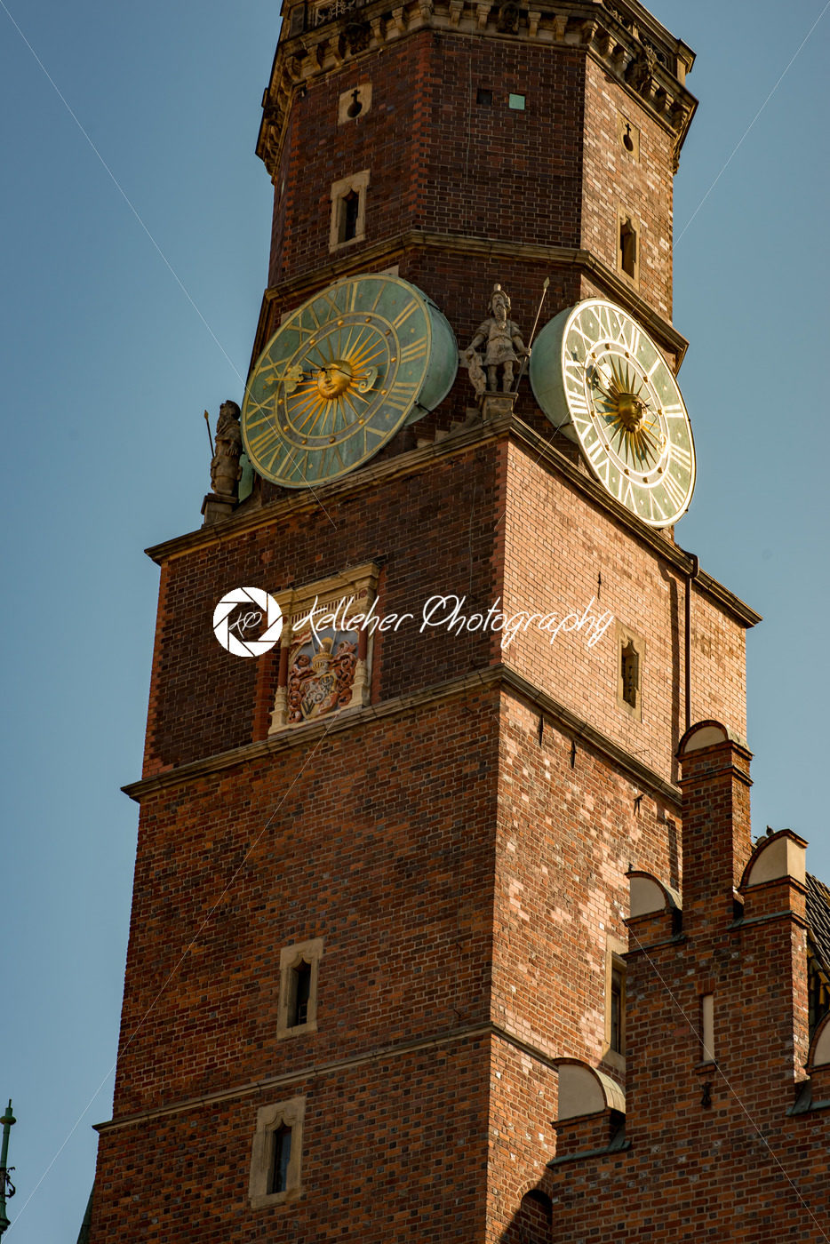 Wroclaw, Poland – March 9, 2018: Wroclaw Town Hall clock tower in morning in historic capital of Silesia, Poland, Europe. - Kelleher Photography Store