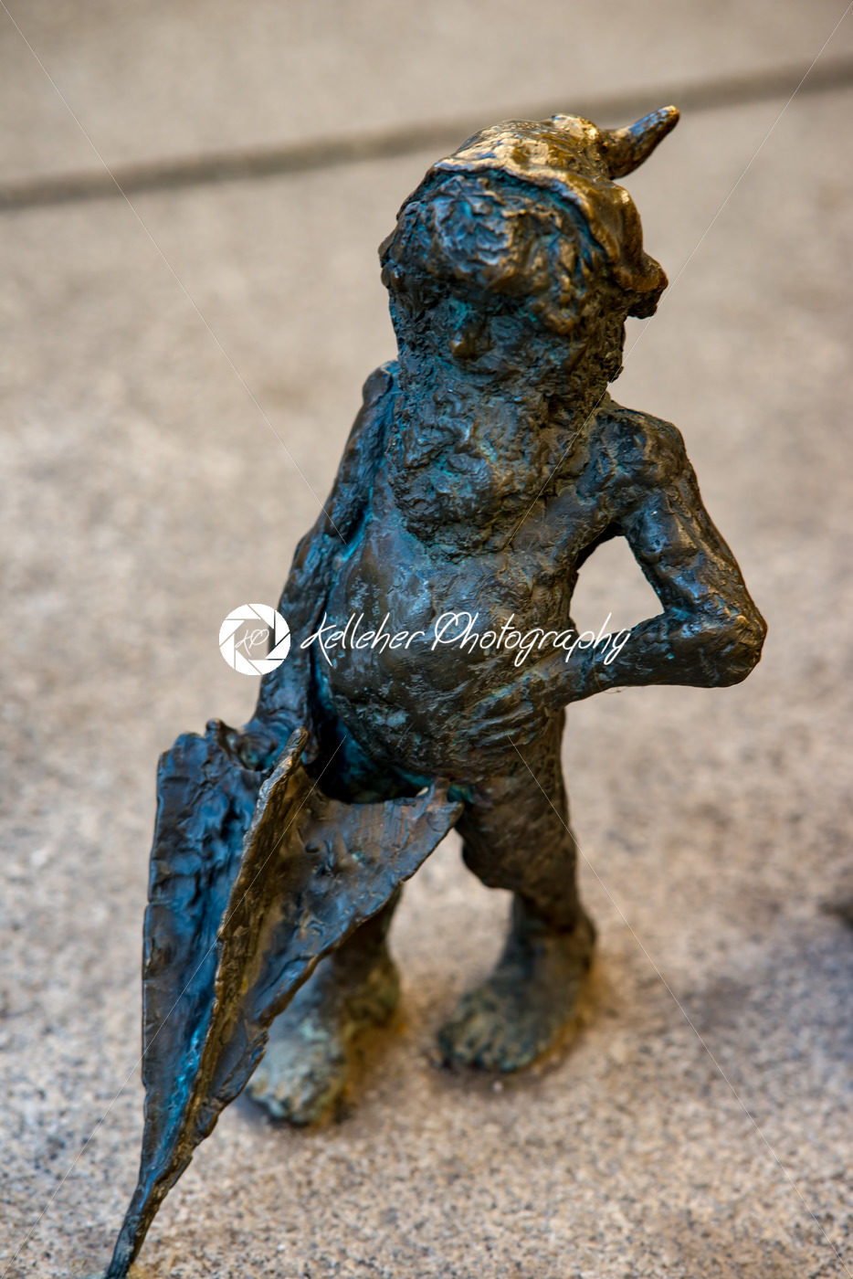 Wroclaw, Poland – March 9, 2018: Wroclaw, a miniature statue of a gnome on the main square of the city. - Kelleher Photography Store