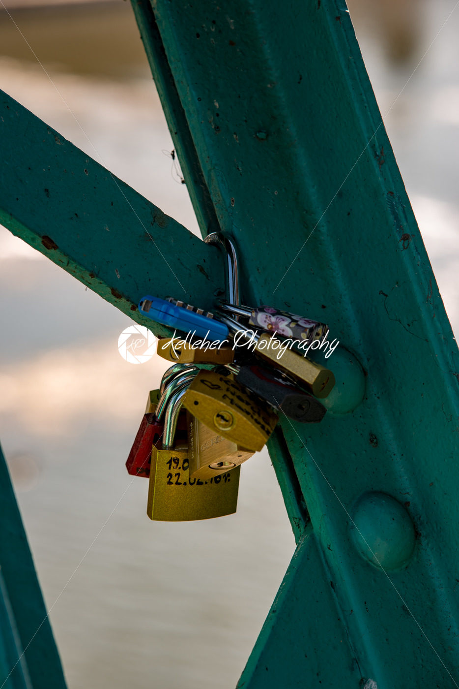 Wroclaw, Poland – March 9, 2108: Symbolic love padlocks fixed to the railings of grunwaldzki bridge, Wroclaw, Poland. - Kelleher Photography Store