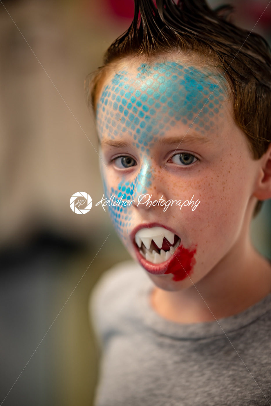 Boy with face painted like a shark - Kelleher Photography Store