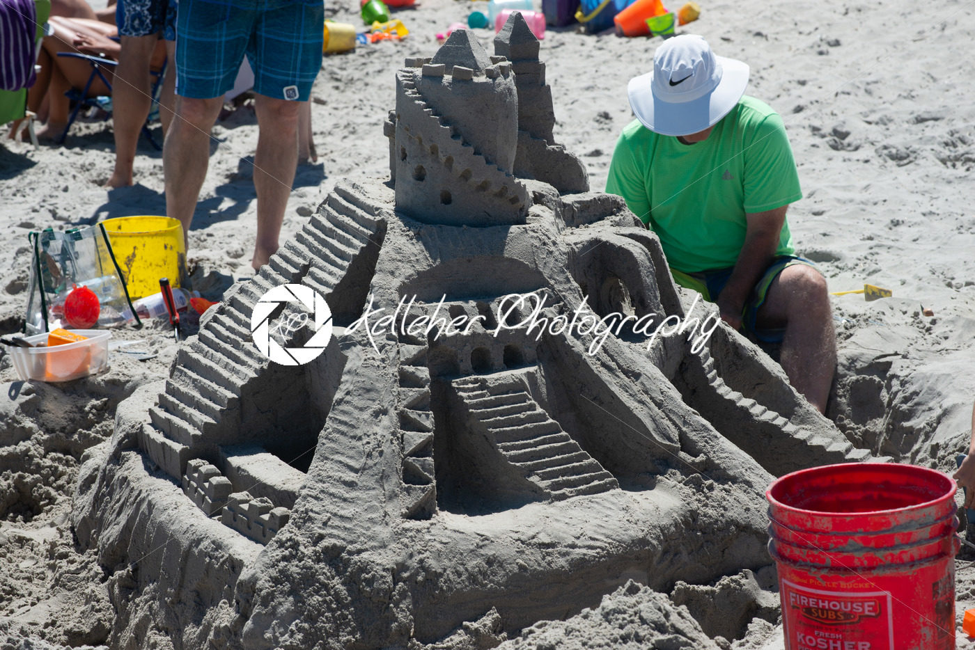 Ocean City, NJ – June 8, 2018: A lavish and large sand castle being built on the beach - Kelleher Photography Store