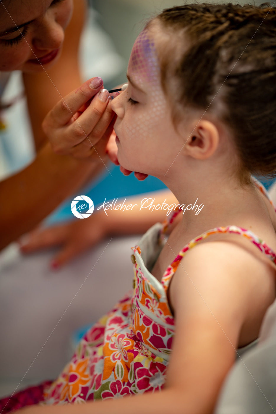 Portrait of a beautiful young mermaid girl at salon getting makeup on - Kelleher Photography Store