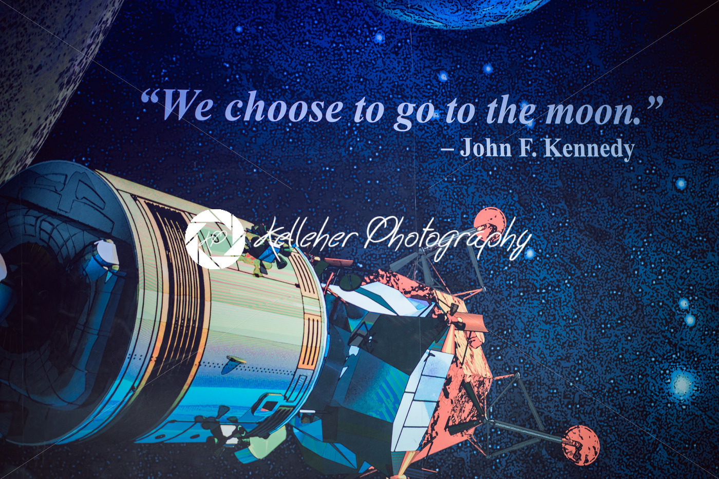 Cape Canaveral, Florida – August 13, 2018: Sign quote We choose to go to the moon by John F Kennedy at NASA Kennedy Space Center - Kelleher Photography Store