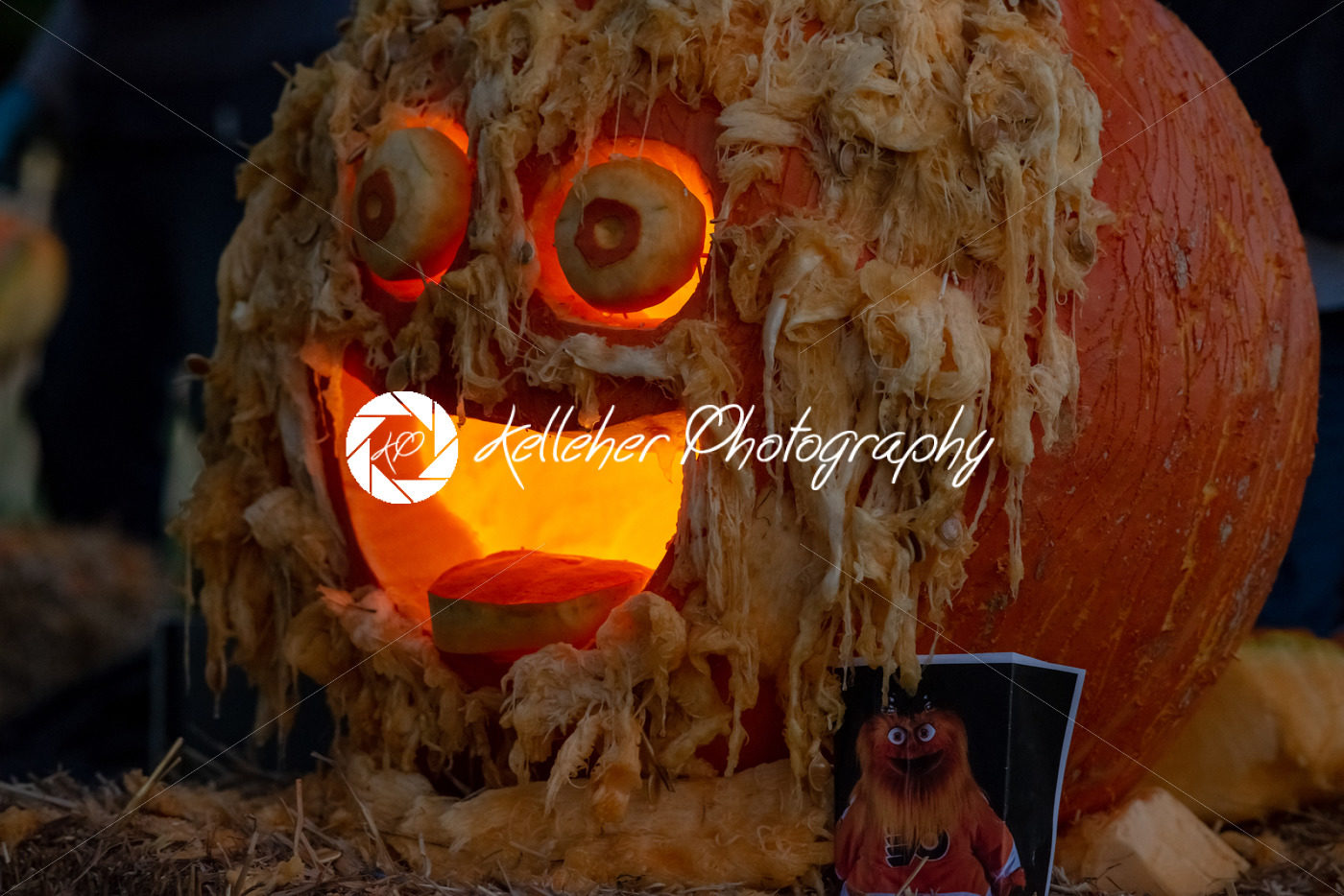 CHADDS FORD, PA – OCTOBER 18: Gritty the new Philadelphia Flyer’s mascot at The Great Pumpkin Carve carving contest on October 18, 2018 - Kelleher Photography Store