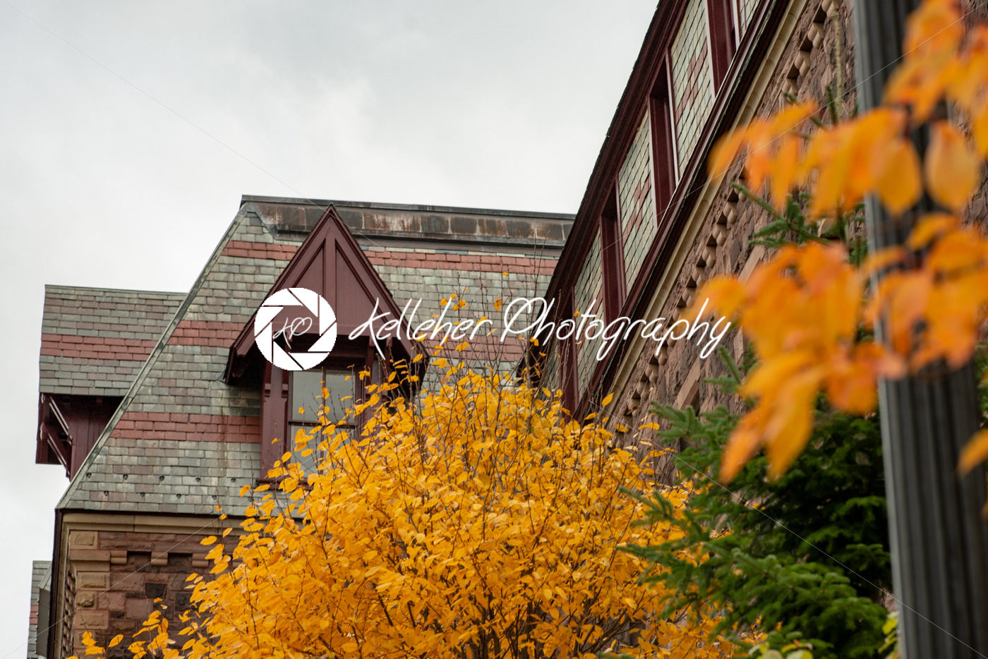 Buildings at Cornell University during peak fall time with autumn colors in Ithaca, New York - Kelleher Photography Store