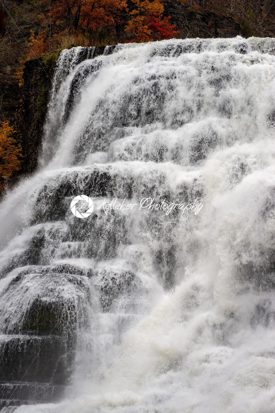 Ithaca Falls in the Finger Lakes region, Ithaca, New York. This is the last and largest of several waterfalls on Fall Creek. - Kelleher Photography Store