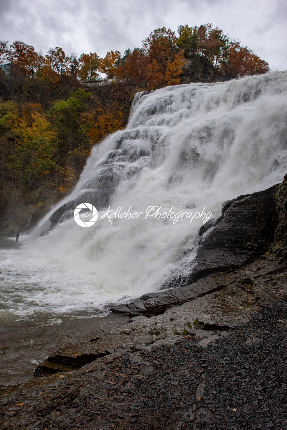 Ithaca Falls in the Finger Lakes region, Ithaca, New York. This is the last and largest of several waterfalls on Fall Creek. - Kelleher Photography Store
